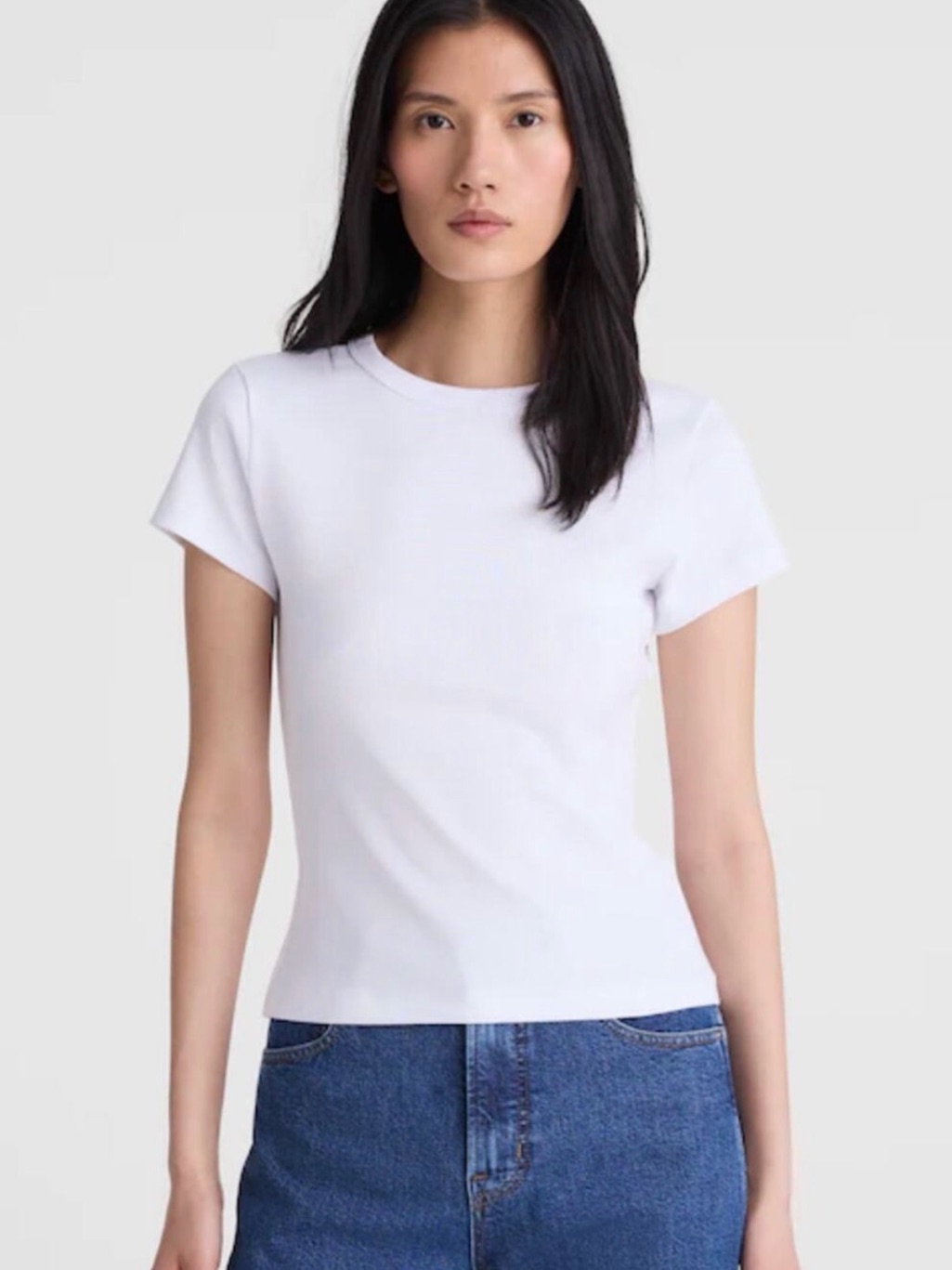 Madewell The '90s Crewneck Tee In Compact Cotton In White Nwt Size Small